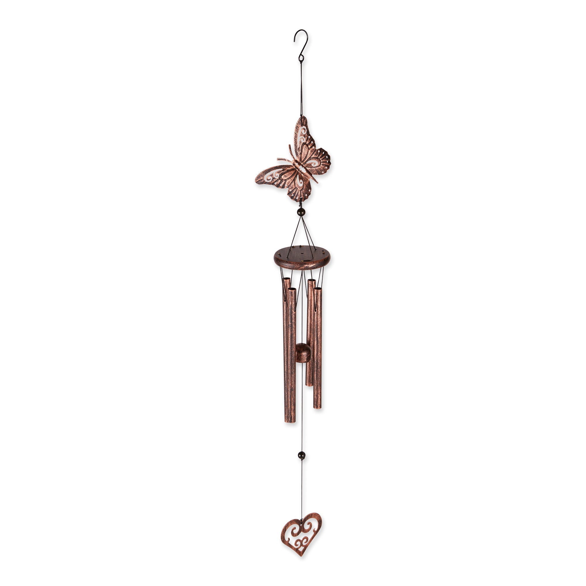 Butterfly And Heart Wind Chimes - Saunni Bee - Garden Art