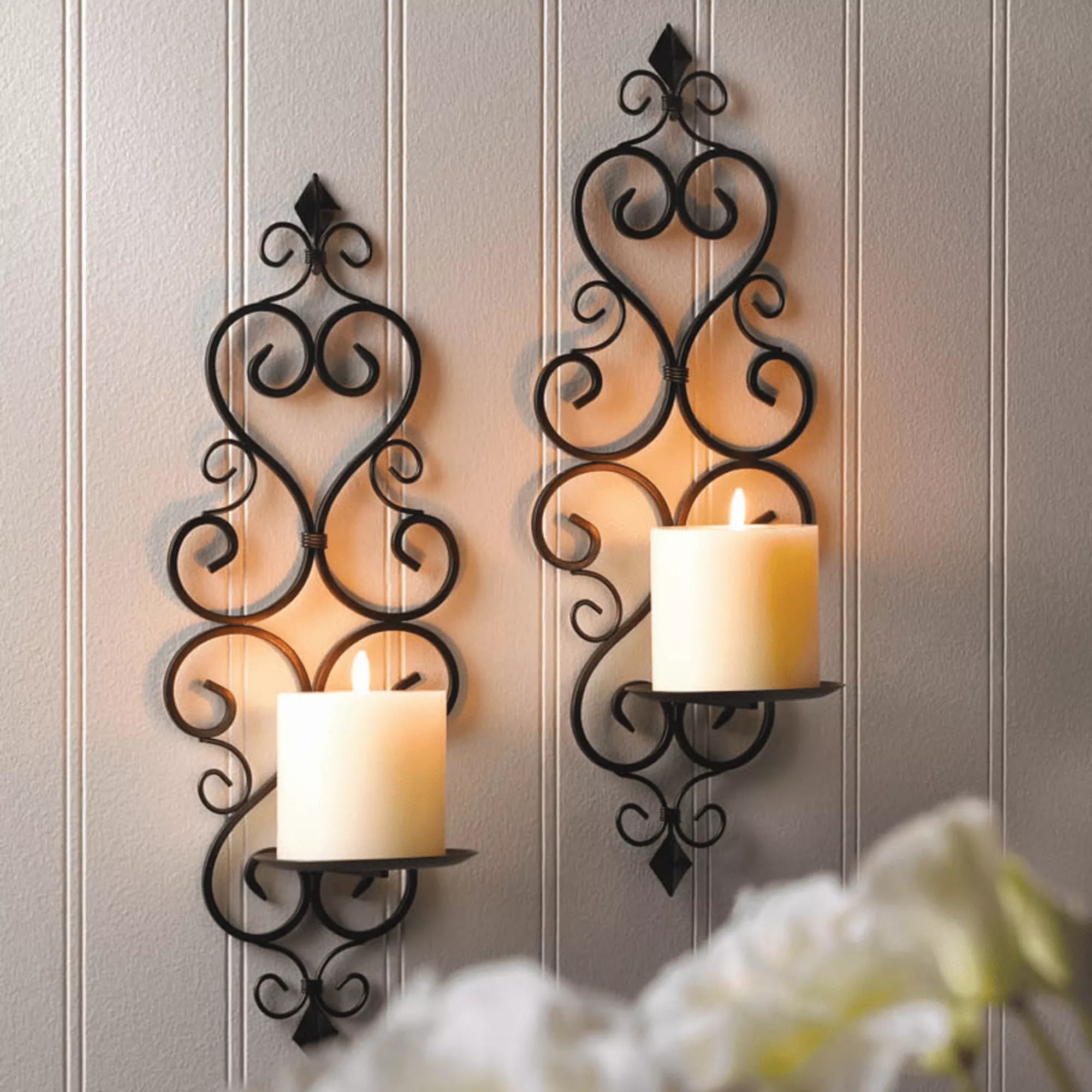Fleur - De - Lis Wall Sconce Duo - Saunni Bee - Wall Candle Sconce