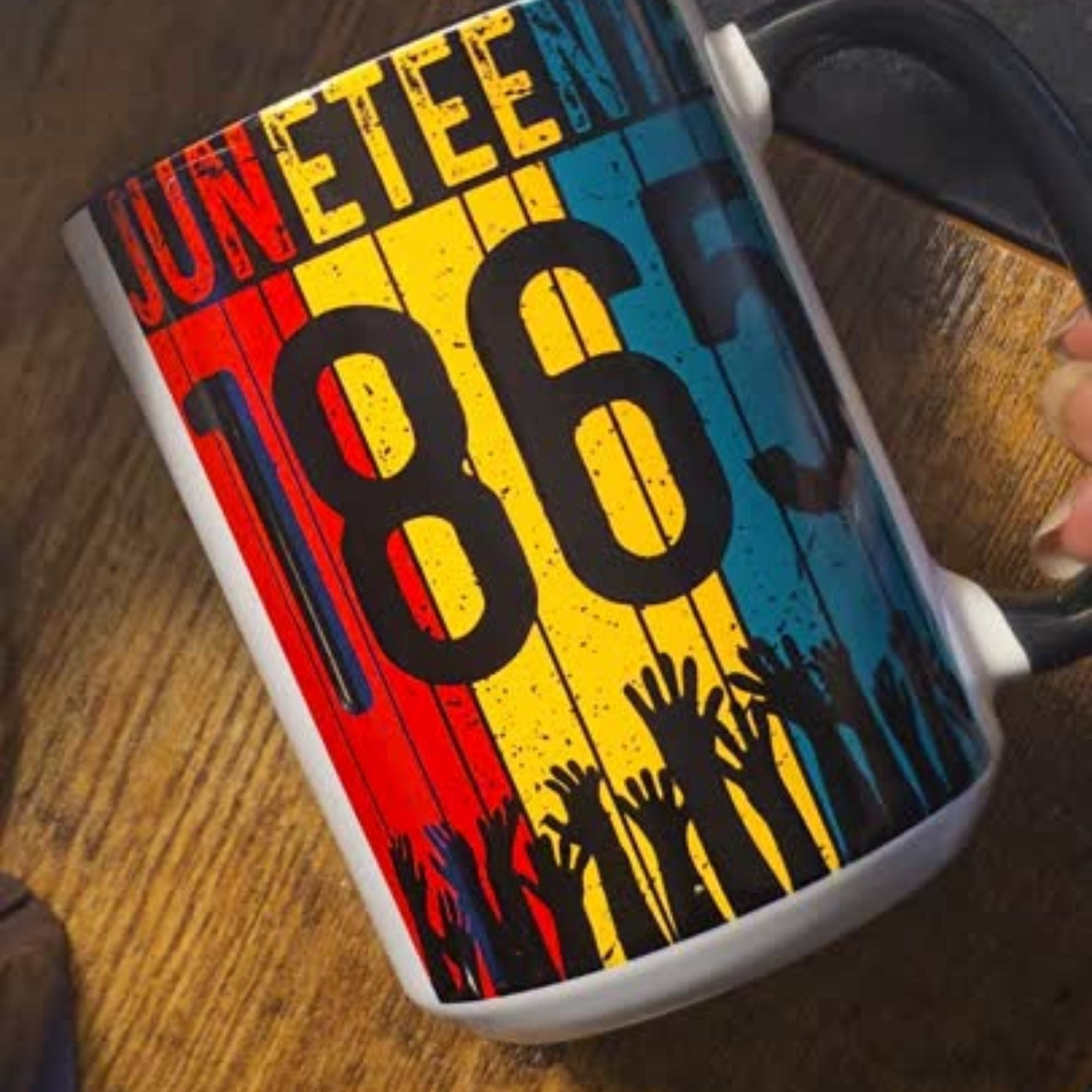 Juneteenth Mug – 1865 Raised Hands Freedom Design - Saunni Bee - Juneteenth