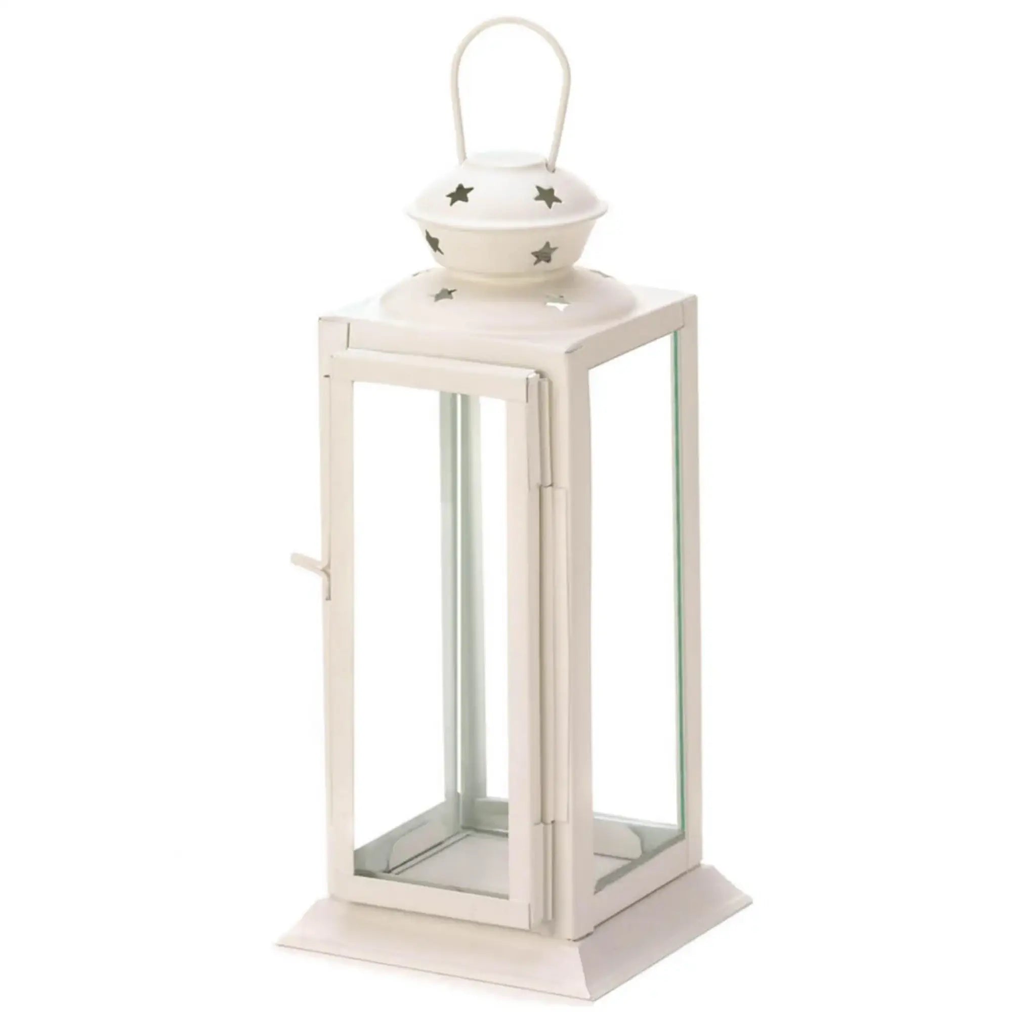 White lantern with glass front on a white background