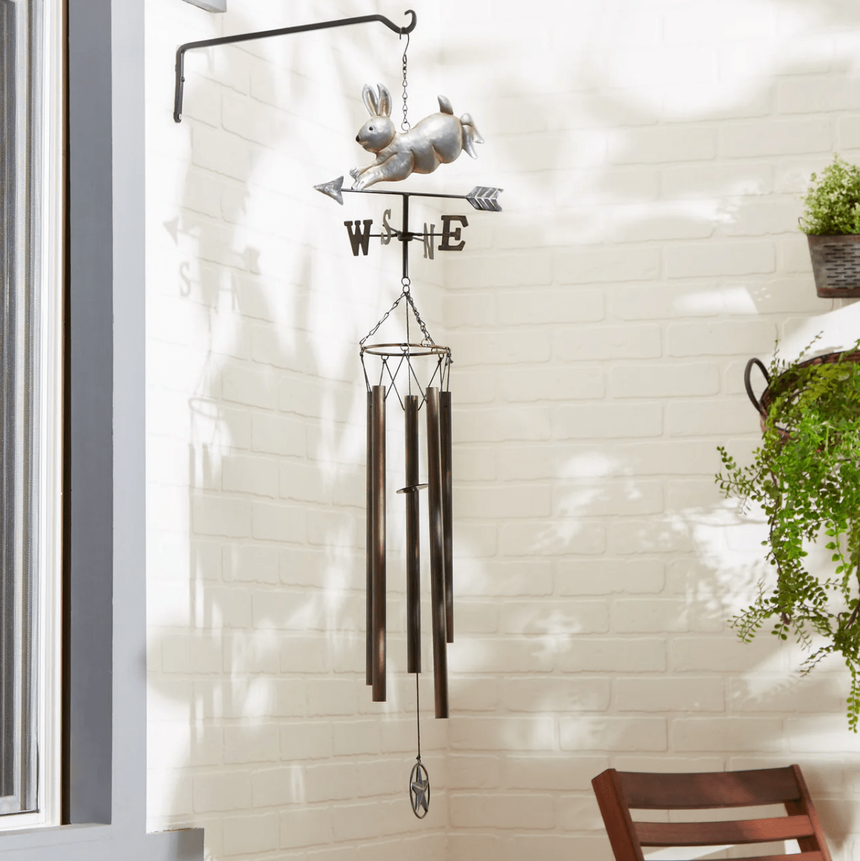Weathervane Wind Chime - Silver Bunny - Saunni Bee - Weathervane
