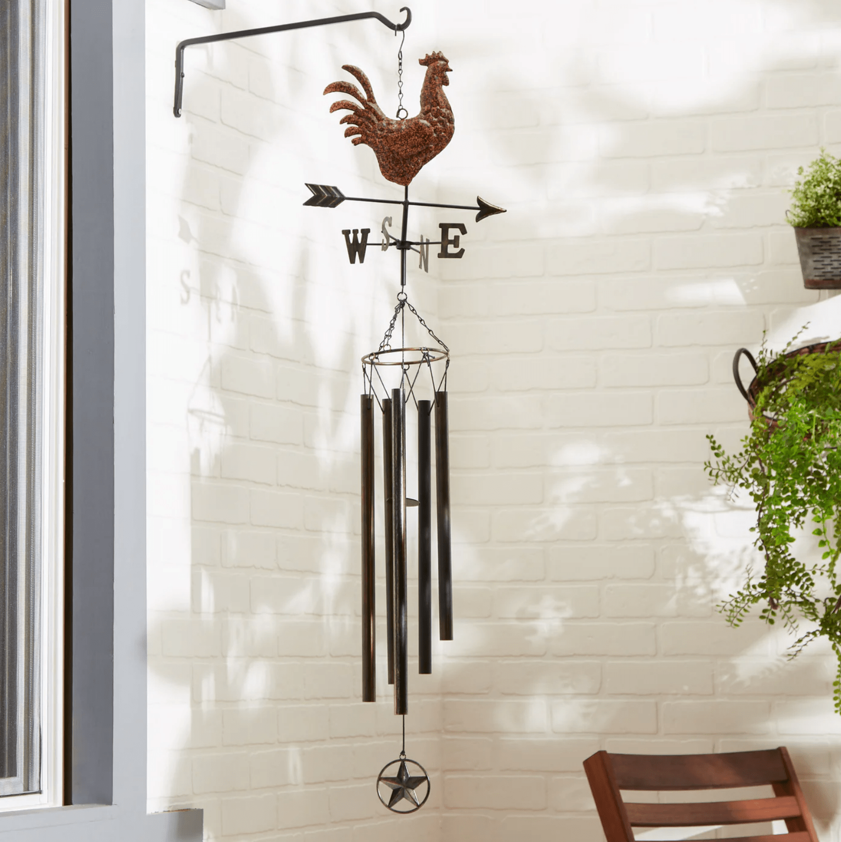 Weathervane Wind Chimes - Copper Rooster - Saunni Bee - Weathervane