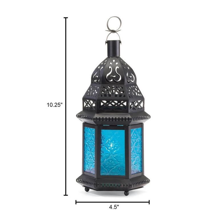 Blue Glass Moroccan Style Lantern - Saunni Bee - Lighting