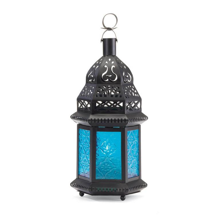Blue Glass Moroccan Style Lantern - Saunni Bee - Lighting