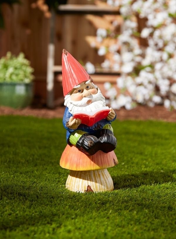 Bookworm Gnome Solar Statue - Saunni Bee - Sculptures & Statues