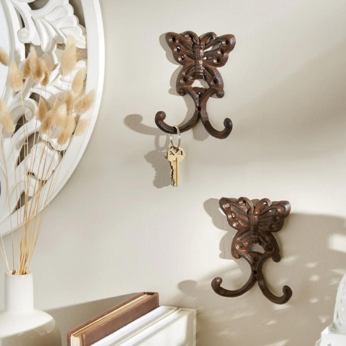 Butterfly Iron 2-Hook Wall Mount Set/2 - Saunni Bee - Decor