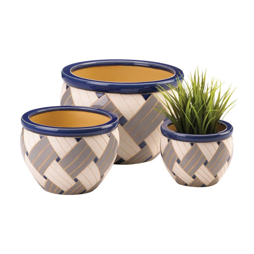 bee plant pots outdoor Geo Print Planter Trio