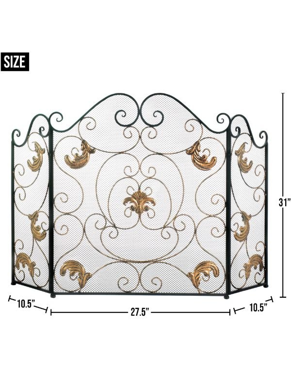 Golden Fleur-de-lis Fireplace Screen - Saunni Bee - Decor
