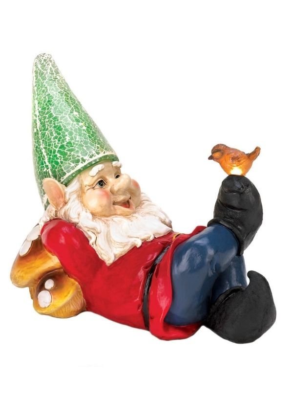 Lazy Gnome Solar Statue - Saunni Bee - Sculptures & Statues