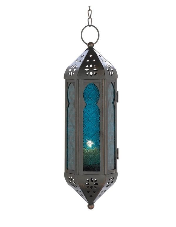 Ocean Blue Serenity Hanging Candle Lantern - Saunni Bee - Lanterns
