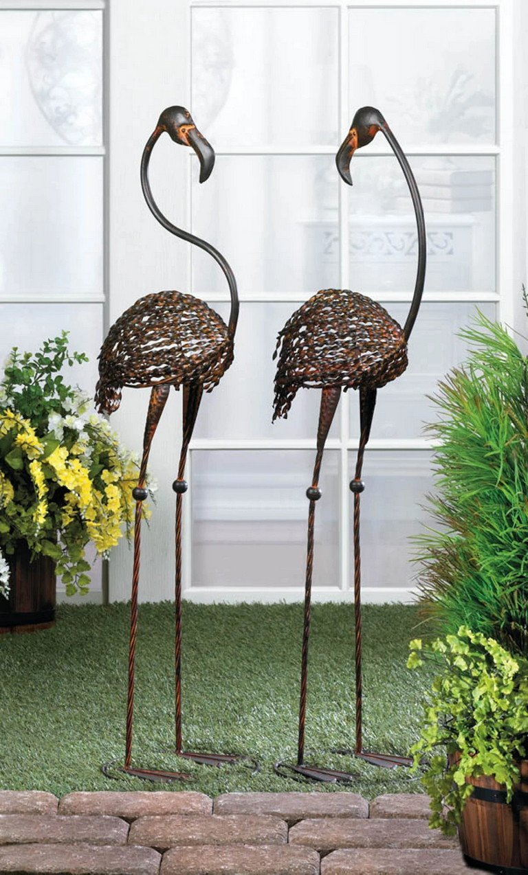 Wild Flamingo Garden Art Duo - Saunni Bee - Patio; Lawn & Garden