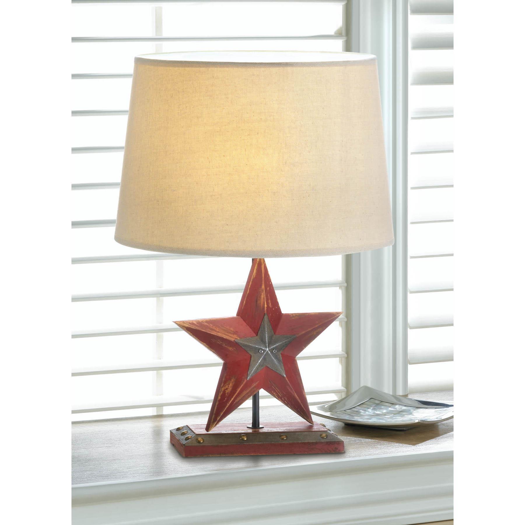 Wooden Red Star Table Lamp - Saunni Bee - Lighing