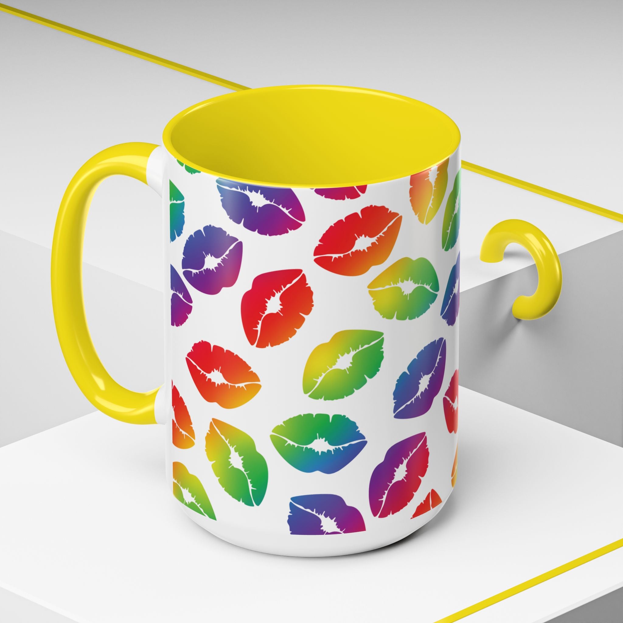 Rainbow Kisses Pride Mug – LGBTQ+ Coffee Mug - Saunni Bee - Pride