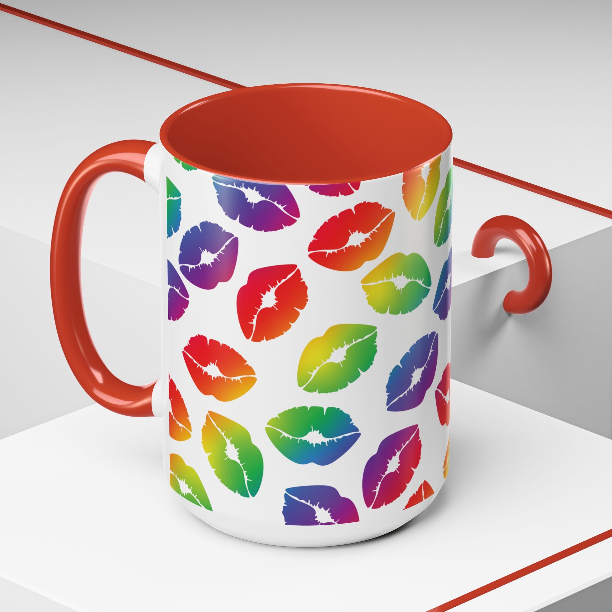 Rainbow Kisses Pride Mug – LGBTQ+ Coffee Mug - Saunni Bee - Pride