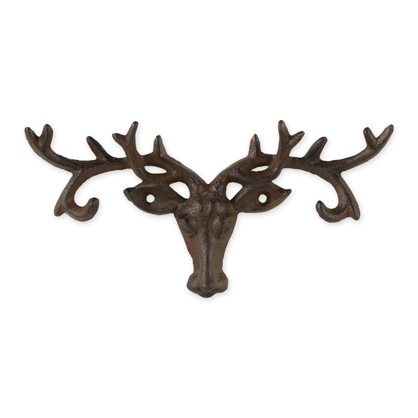 Decorative wall hook shaped like a deer head with antlers on a white background
