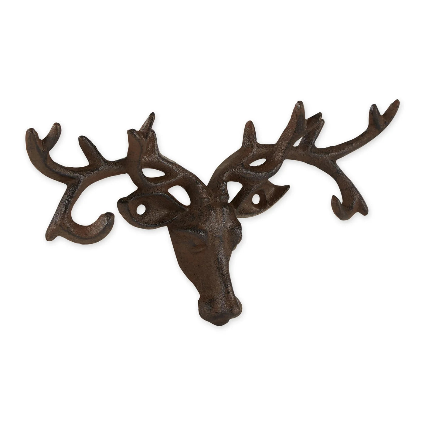 Decorative cast iron deer head with antlers on a white background