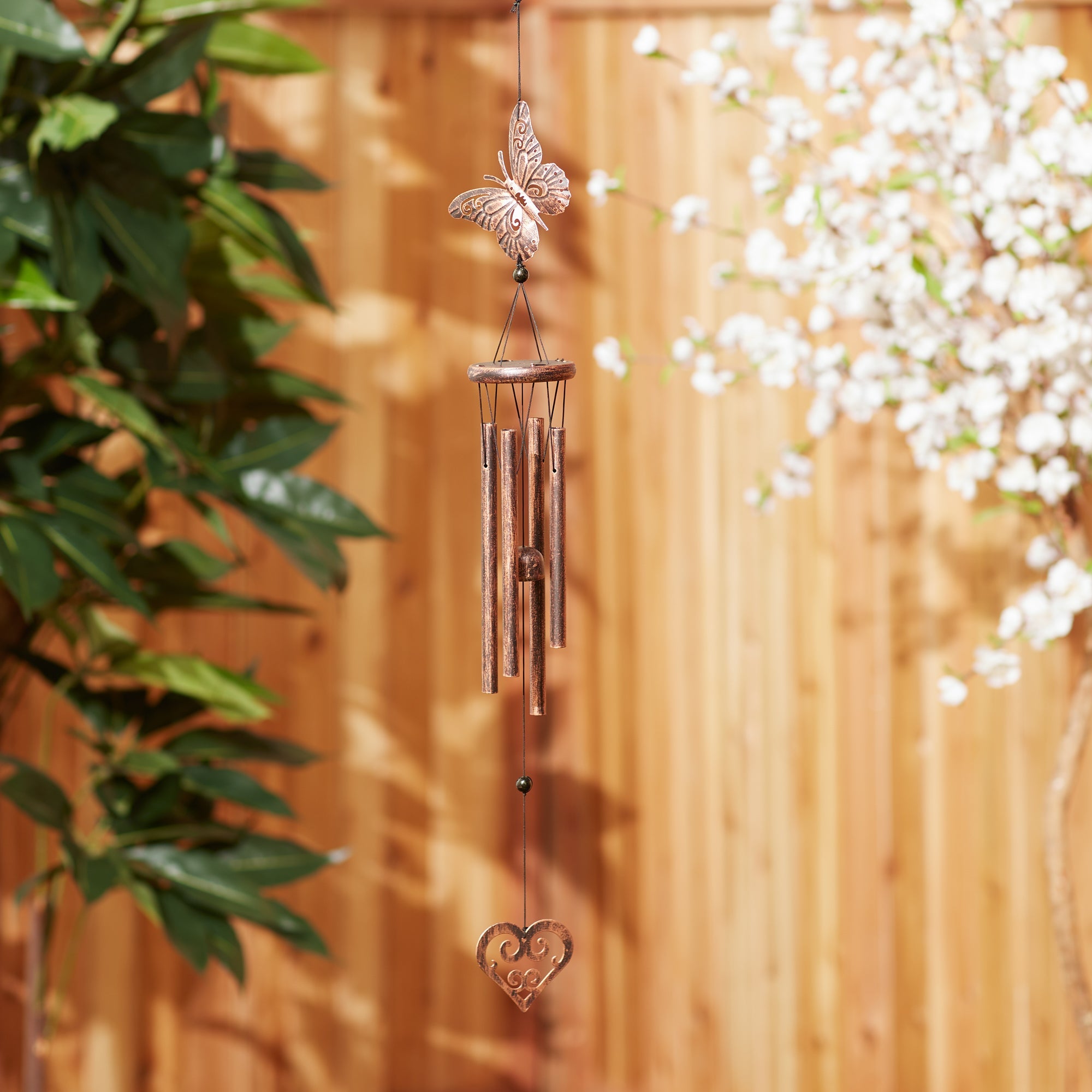 Butterfly And Heart Wind Chimes - Saunni Bee - Garden Art