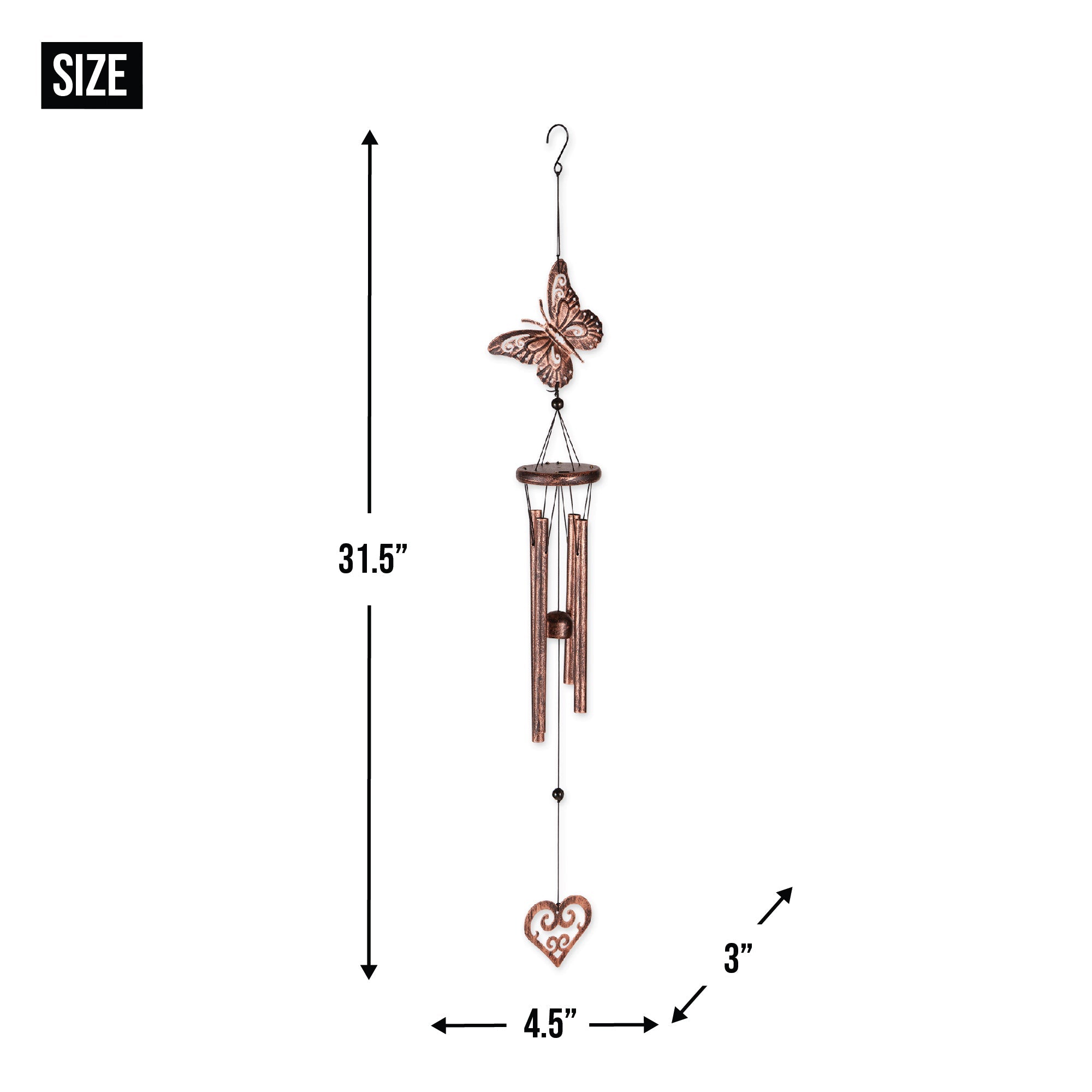 Butterfly And Heart Wind Chimes - Saunni Bee - Garden Art
