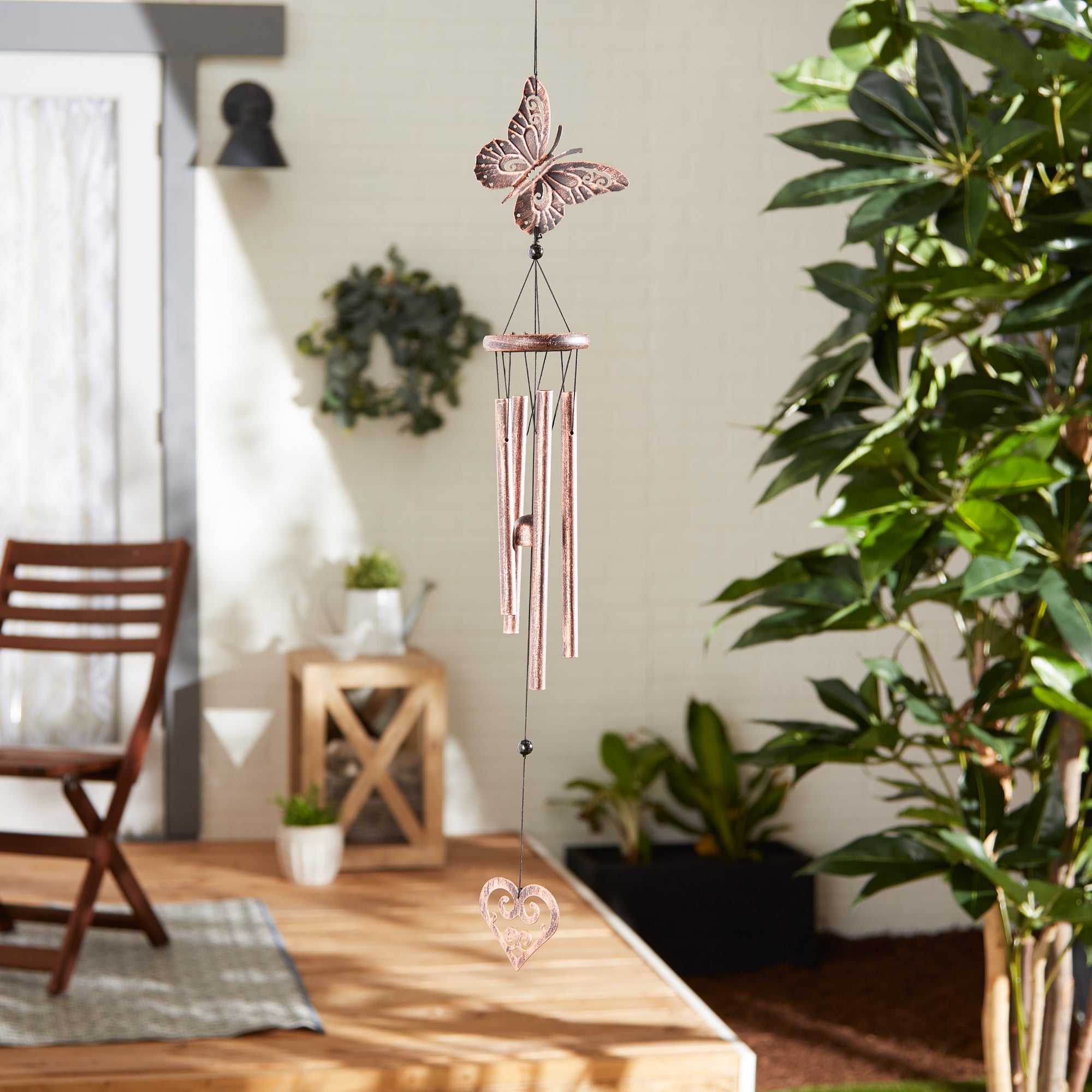 Butterfly And Heart Wind Chimes - Saunni Bee - Garden Art