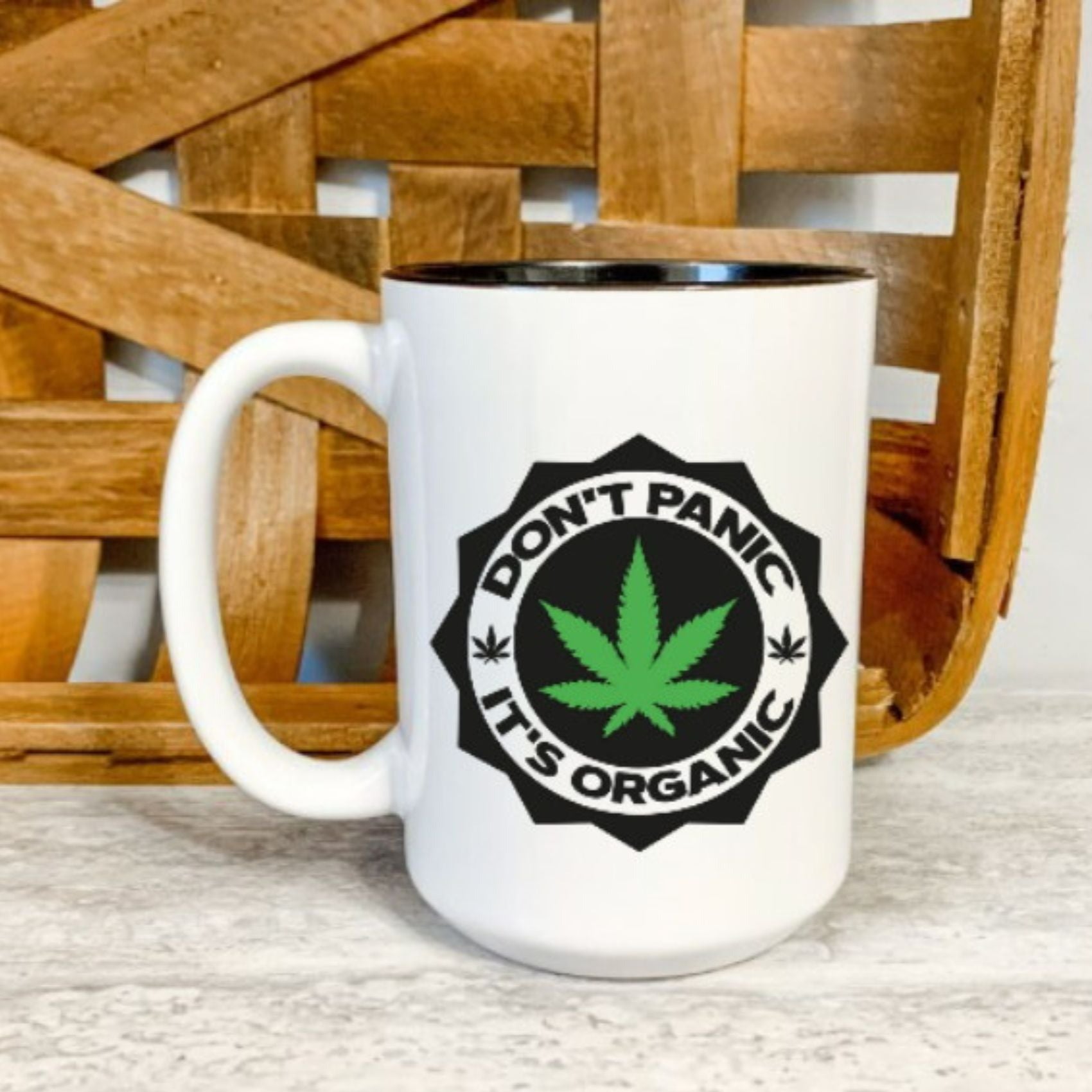 Don't Panic, It's Organic Marijuana Pun Mug - Saunni Bee - Mugs
