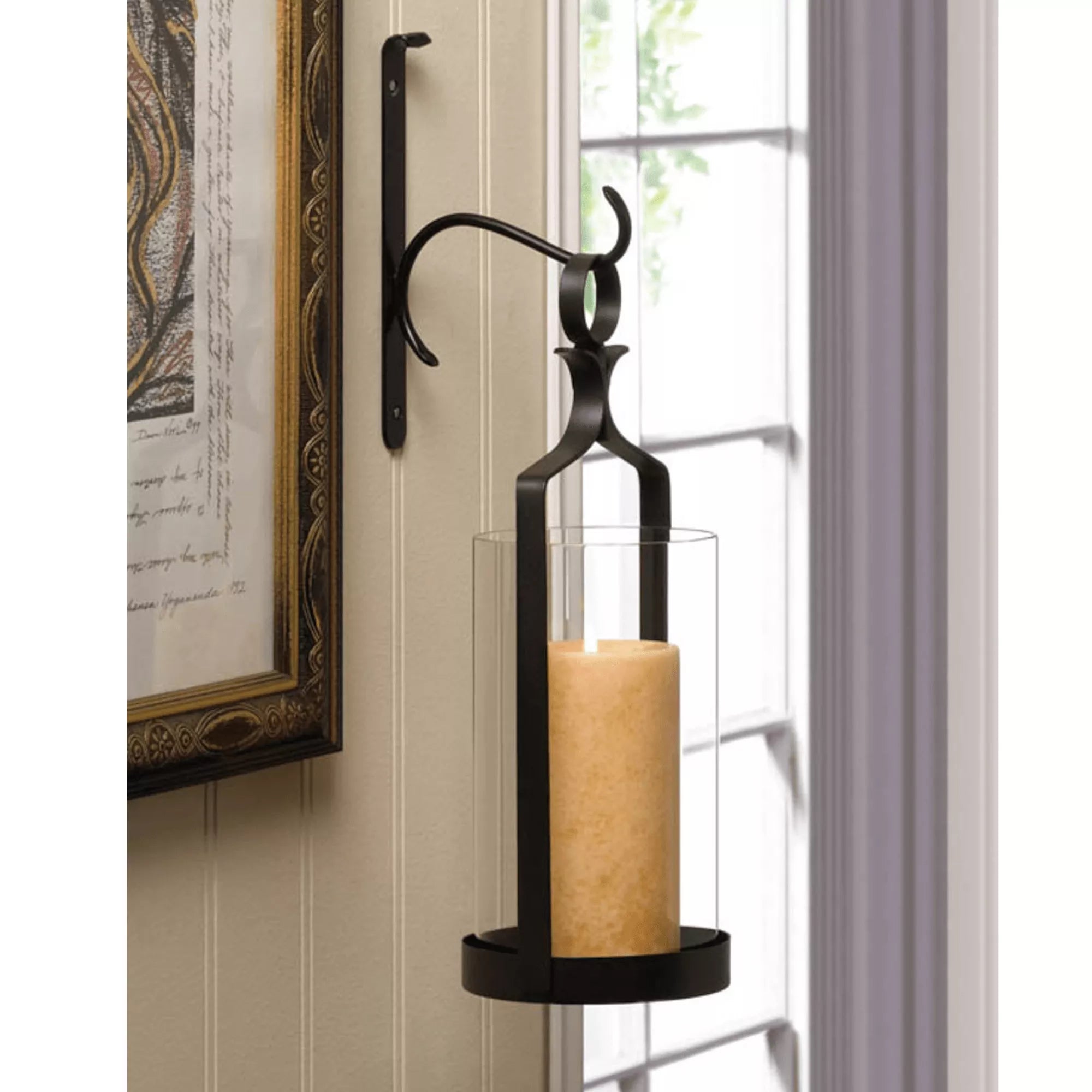 Hanging Hurricane Glass Wall Sconce - Saunni Bee - Wall Candle Sconce