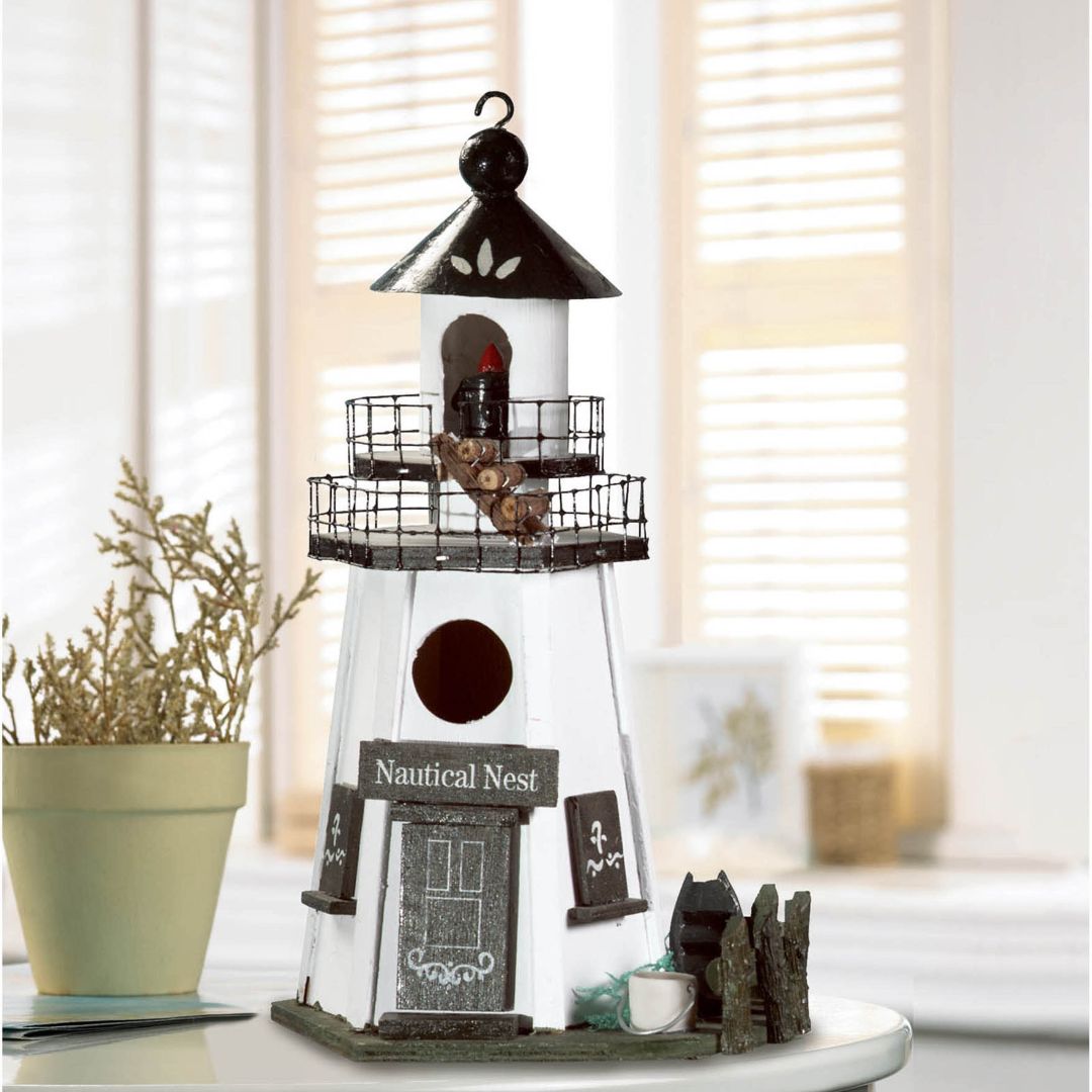 Nautical Nest Birdhouse - Saunni Bee - Lighthouse Birdhouse