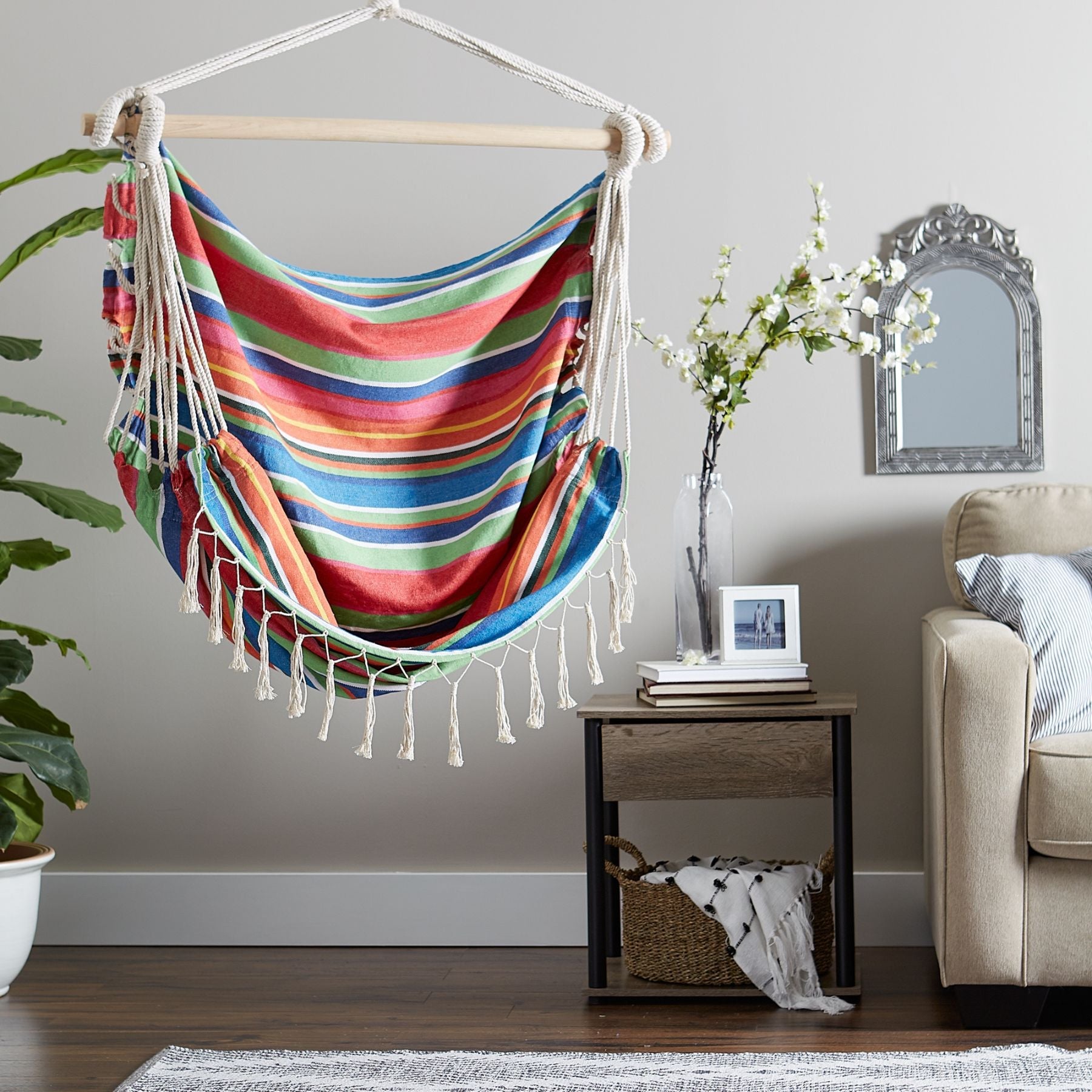 Summer Stripe Hammock With Fringe Trim - Saunni Bee - Hammock