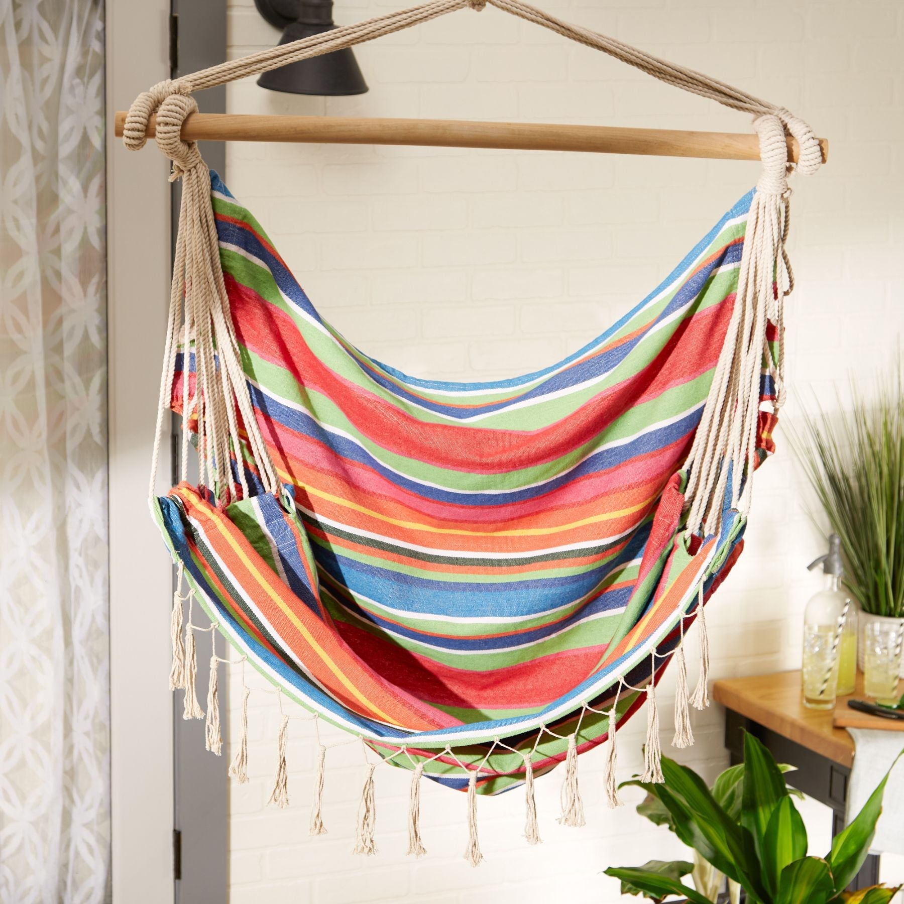 Summer Stripe Hammock With Fringe Trim - Saunni Bee - Hammock