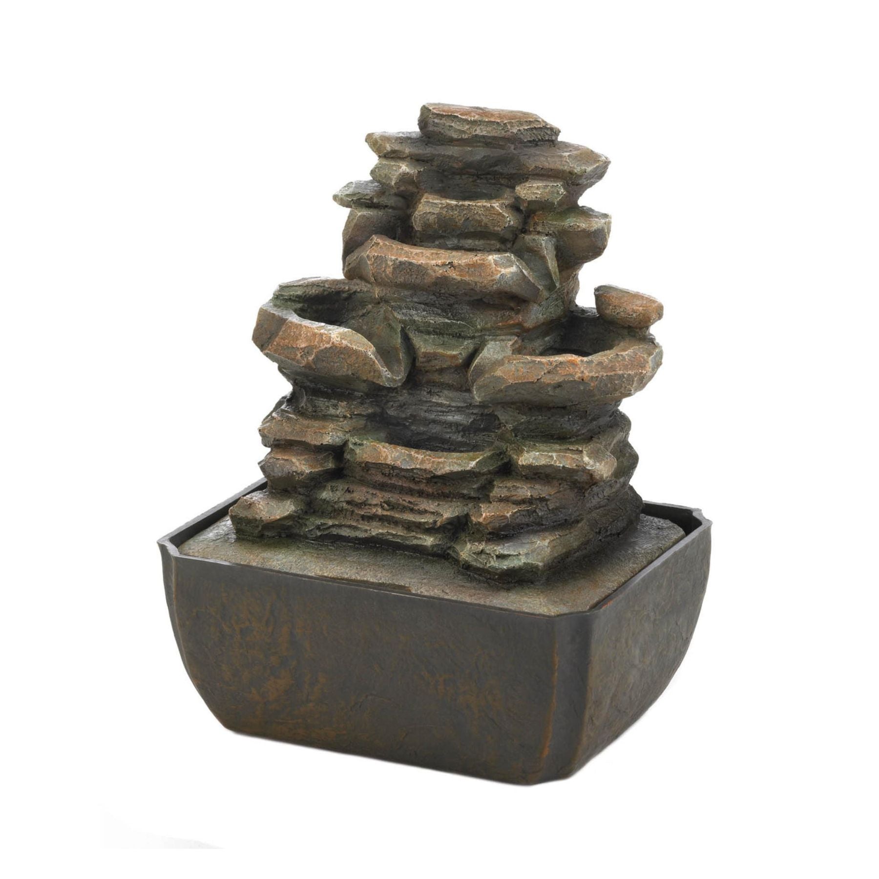 Tiered Rock Formation Tabletop Fountain - Saunni Bee - Tabletop Fountain