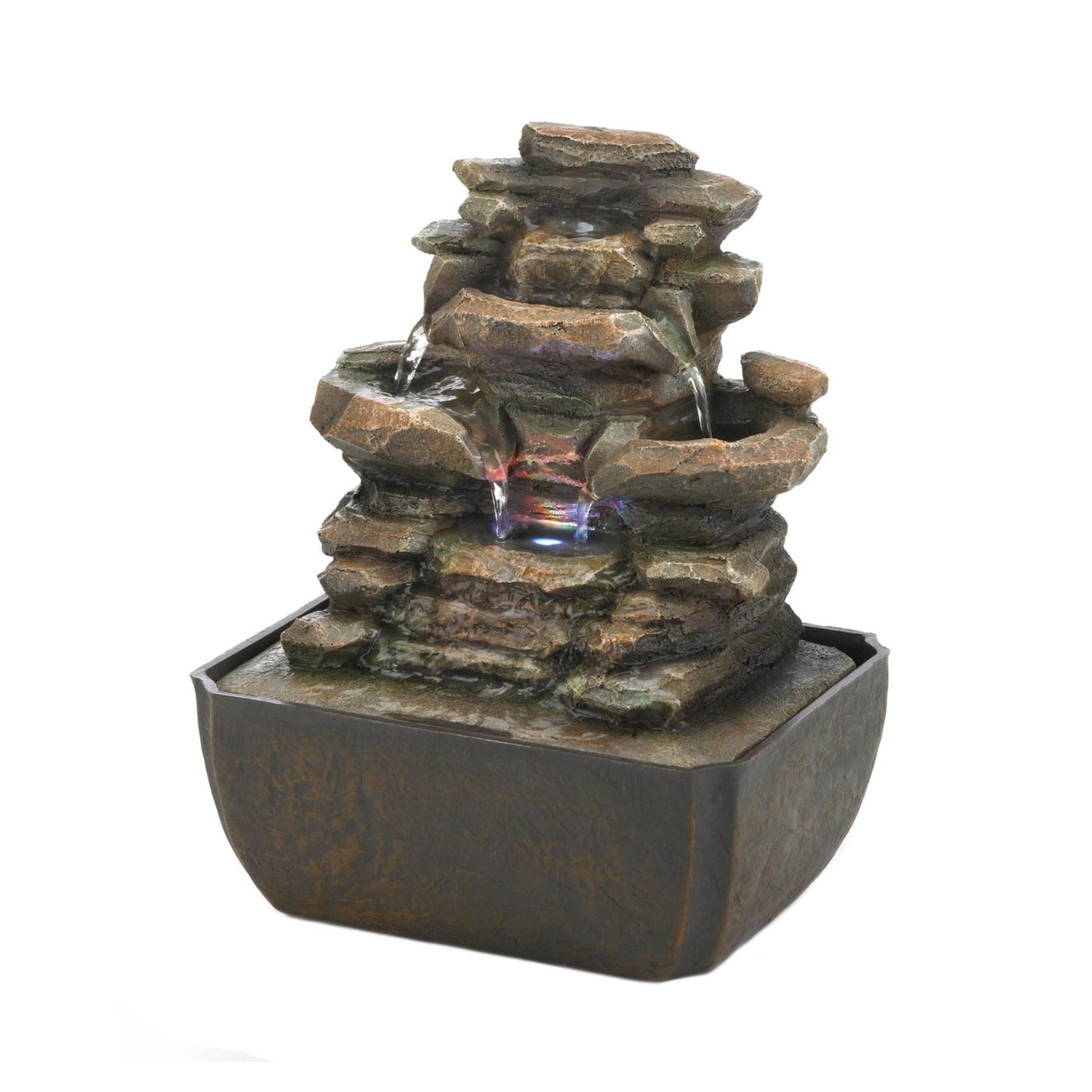 Tiered Rock Formation Tabletop Fountain - Saunni Bee - Tabletop Fountain