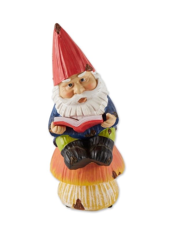 Bookworm Gnome Solar Statue