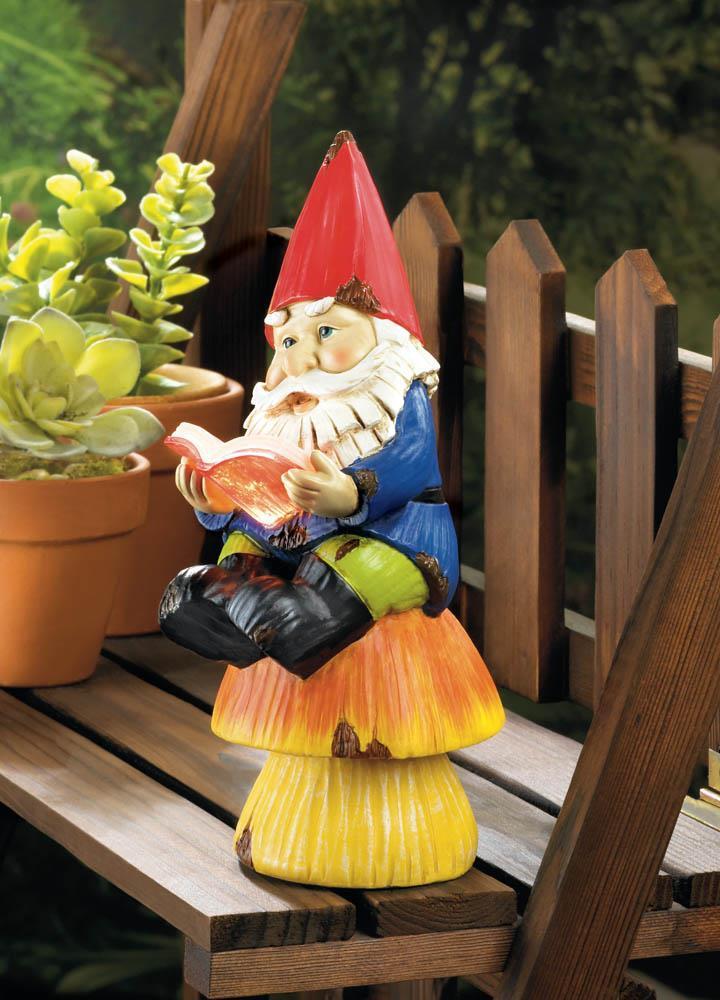 Bookworm Gnome Solar Statue - Saunni Bee - Patio; Lawn & Garden