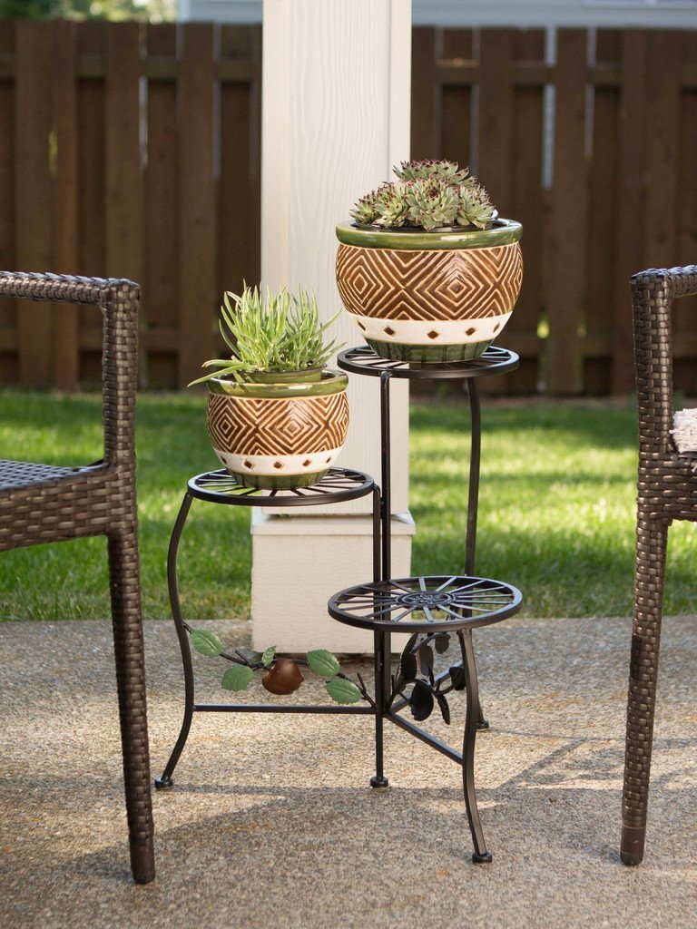 Country Apple Triple Plant Stand - Saunni Bee - Patio; Lawn & Garden