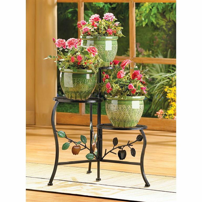 Country Apple Triple Plant Stand - Saunni Bee - Patio; Lawn & Garden