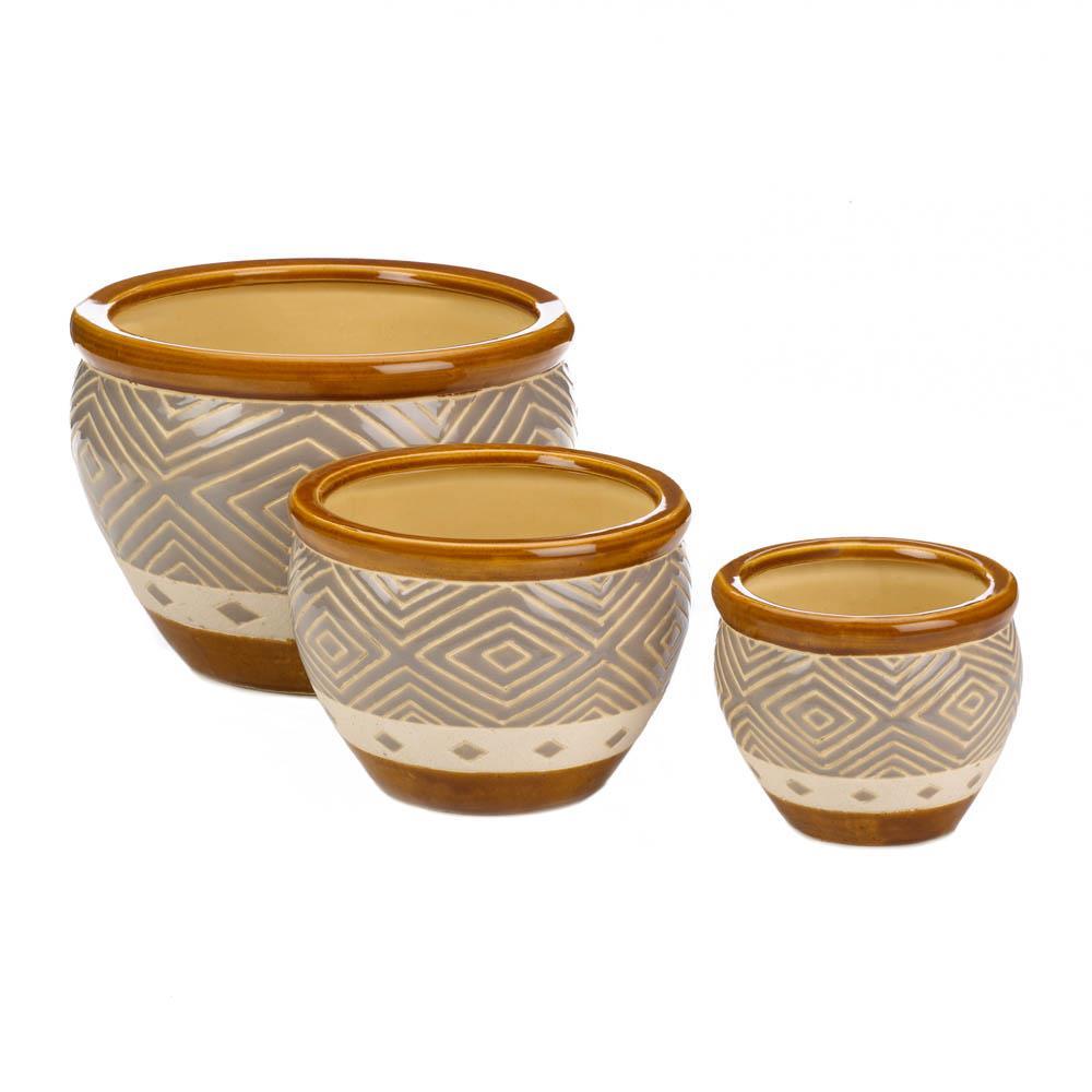 Earth Tone Trim Planter Trio - Saunni Bee - Planter