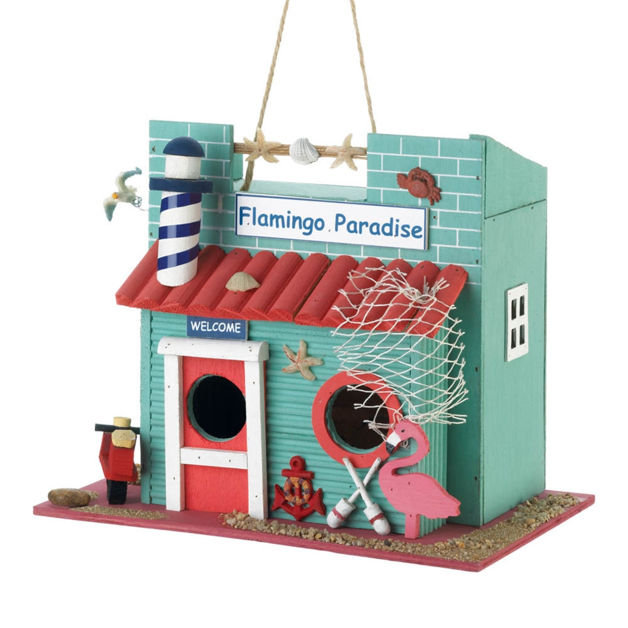 Flamingo Paradise Birdhouse - Saunni Bee - Patio; Lawn & Garden
