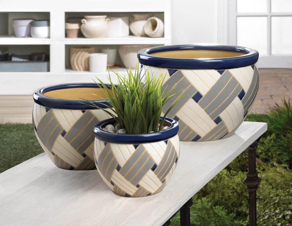 outdoor plant pots set of 3 Geo Print Planter Trio