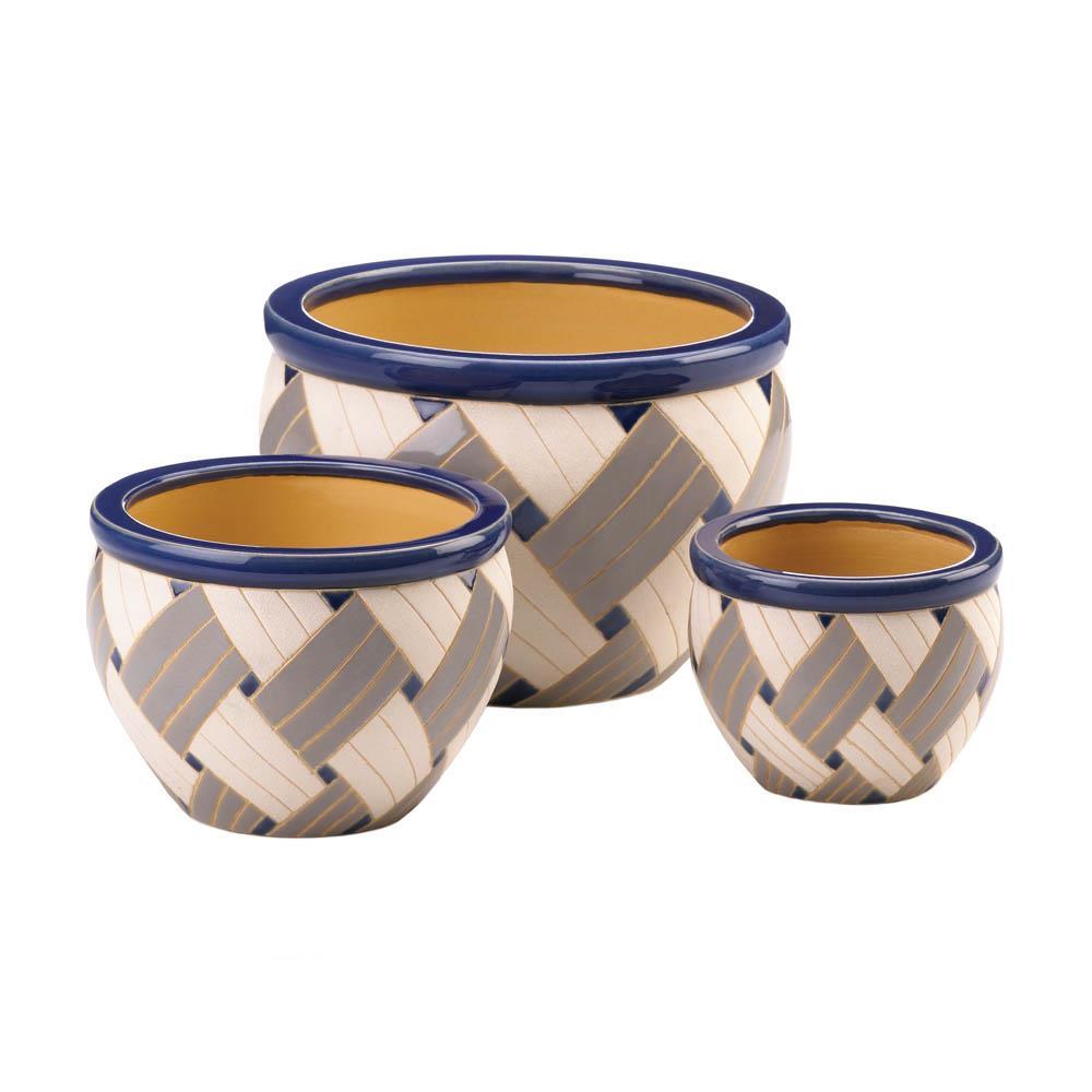 Geo Print Planter Trio - Saunni Bee - Patio; Lawn & Garden