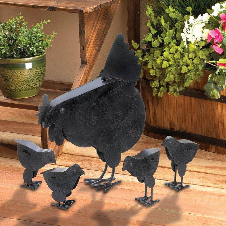 Hen with Chicks Sculpture - Saunni Bee - Patio; Lawn & Garden