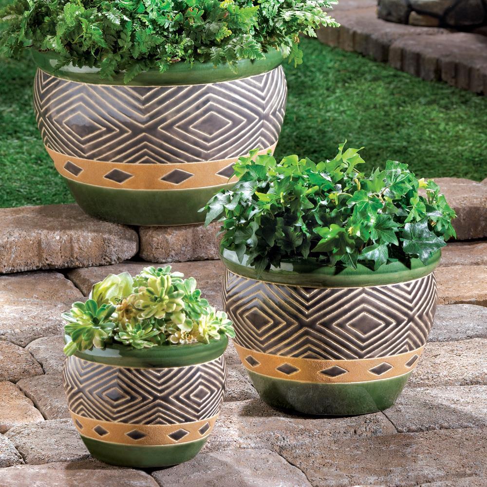 Jade Planter Trio - Saunni Bee - Patio; Lawn & Garden