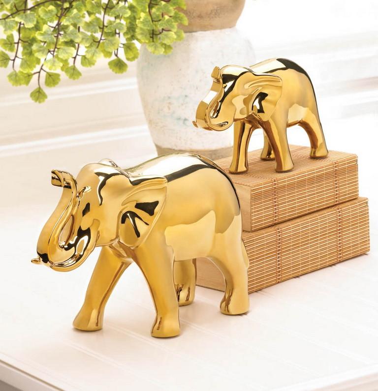 Large Golden Elephant Decor - Saunni Bee - Home Decor