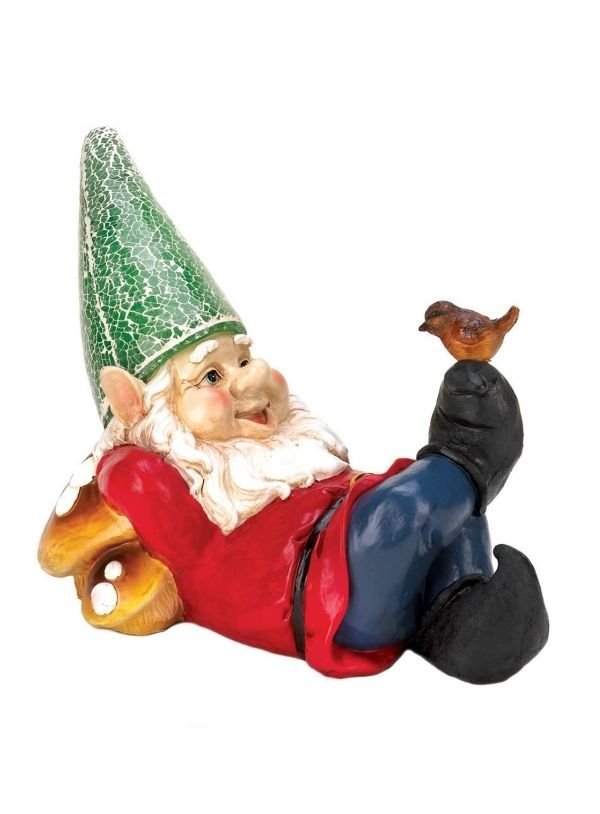Lazy Gnome Solar Statue - Saunni Bee - Sculptures & Statues