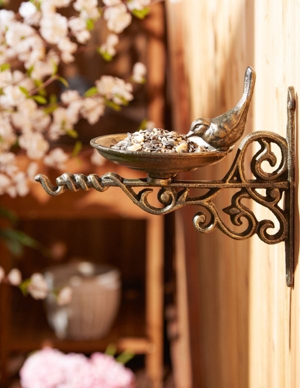 Ornate Wall Mounted Cast iron Bird Feeder - Saunni Bee - Bird Feeders