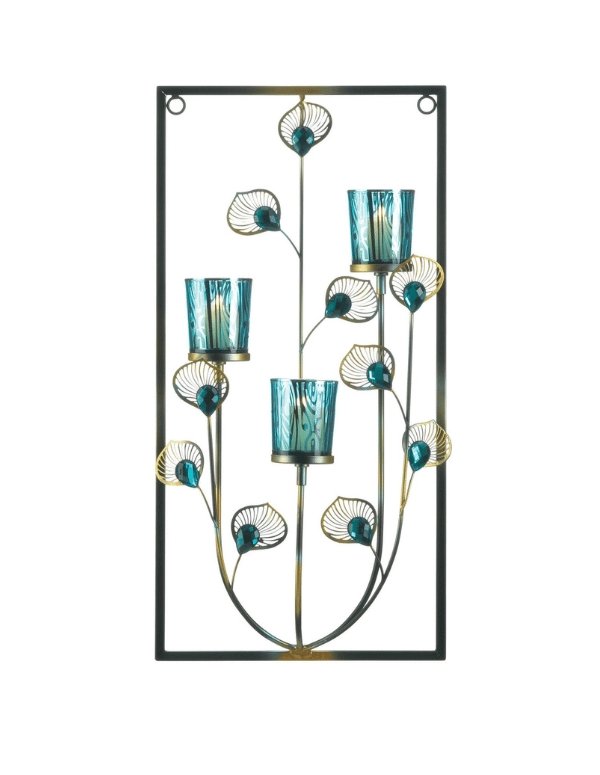 Peacock Three Candle Wall Sconce - Saunni Bee - Lighting