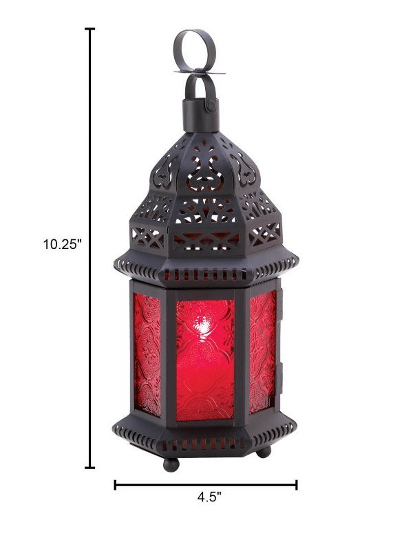 Red Glass Moroccan Style Lantern - Saunni Bee - Lanterns