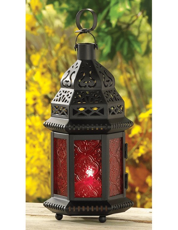 Red Glass Moroccan Style Lantern - Saunni Bee - Lanterns