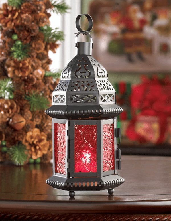 Red Glass Moroccan Style Lantern - Saunni Bee - Lanterns
