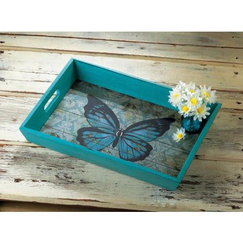 Rustic Butterfly Serving Tray - Saunni Bee - Home Decor