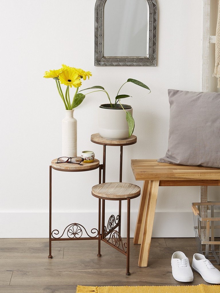 Rustic Triple Plant Stand - Saunni Bee - Patio; Lawn & Garden