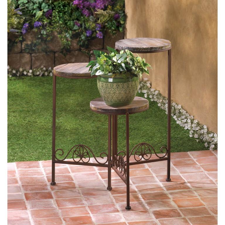 triple pot plant stand Rustic Triple Planter Stand